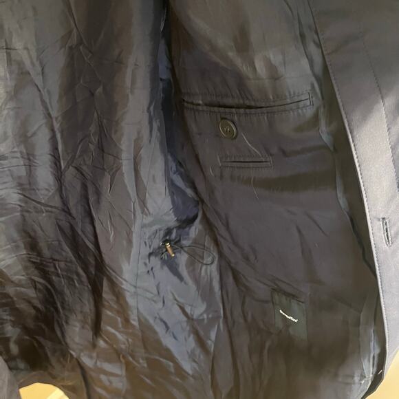 Hugo Boss Mens Water Repellent Jacket Navy Hooded Button and Zip Size 42L - Picture 14 of 14